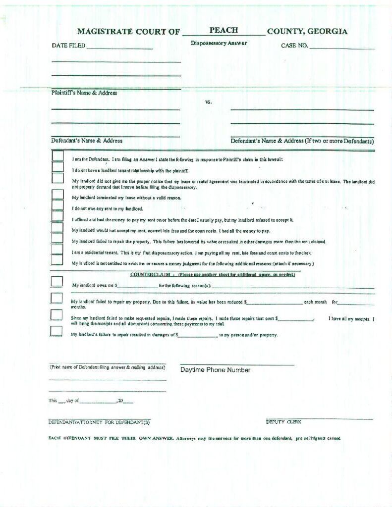 thumbnail of Dispossessory (Eviction) Answer